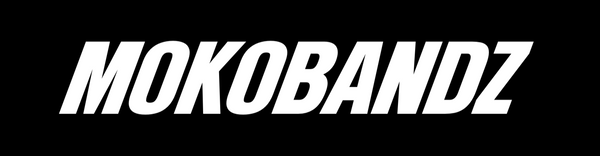 Mokobandz logo in white on a black background